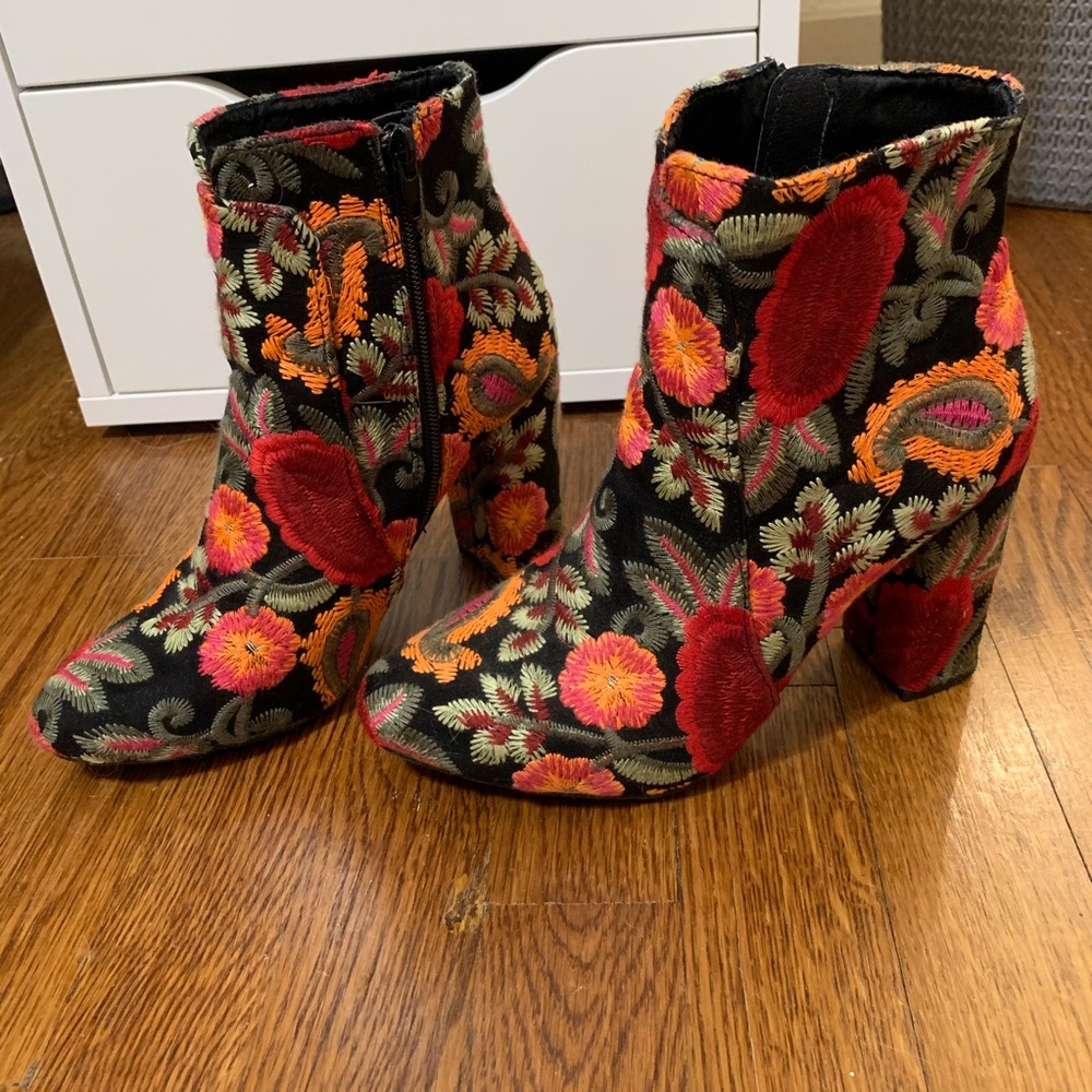 MIA floral embroidered ankle boots